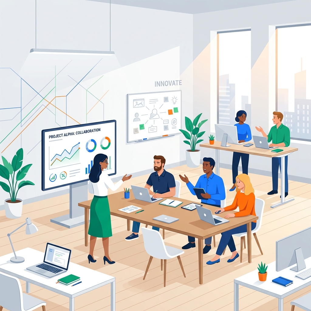 Collaborative Business Team Illustration